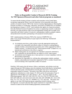 Policy on Responsible Conduct of Research (RCR) Training