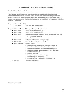 STATE AND LOCAL MANAGEMENT (12 credits) Faculty Advisor: Professor Jocelyn Johnston