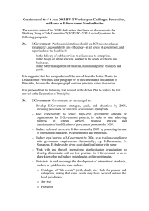 Conclusions of the 5-6 June 2003 ITU-T Workshop on Challenges,... and Issues in E-Government Standardization