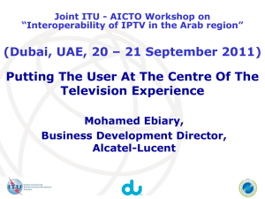 Putting The User At The Centre Of The Television Experience Mohamed Ebiary,