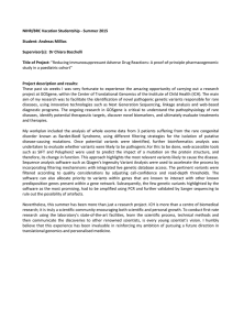 NIHR/BRC Vacation Studentship - Summer 2015  Student: Andreas Millios