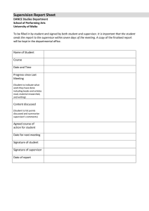 Supervision Report Sheet