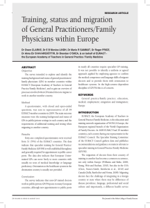 Training, status and migration of General Practitioners/Family Physicians within Europe