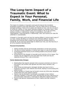 The Long-term Impact of a Traumatic Event: What to