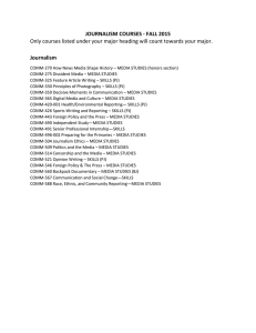 JOURNALISM COURSES - FALL 2015 Journalism