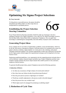 Optimising Six Sigma Project Selections