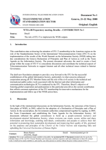 Document No 1 Geneva, 21-22 May 2008 Original: English TELECOMMUNICATION