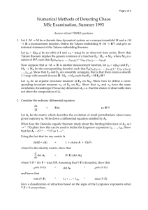Numerical Methods of Detecting Chaos MSc Examination, Summer 1993