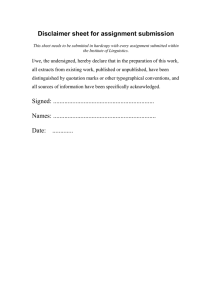 Linguistics Assignment Disclaimer Sheet