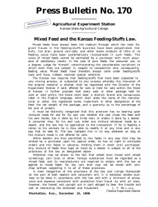 Press Bulletin No. 170 Mixed Feed and the Kansas Feeding-Stuffs Law.