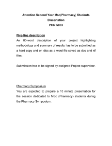 Attention Second Year Msc(Pharmacy) Students Dissertation PHR 5003 Five-line description