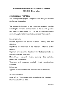 ATTENTION Master of Science (Pharmacy) Students PHR 5003- Dissertation  SUBMISSION OF PROPOSAL