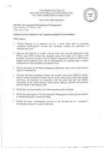 UNIVERSITY OF MALTA ISLANDS AND SMALL STATES INSTITUTE MA -ISSS: SEMESTER EXAMINATION