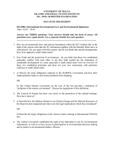 UNIVERSITY OF MALTA ISLANDS AND SMALL STATES INSTITUTE MA –ISSS: SEMESTER EXAMINATION