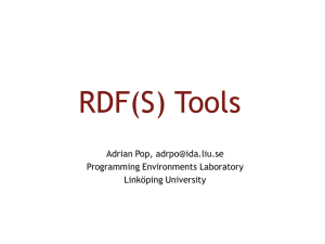 RDF(S) Tools Adrian Pop, Programming Environments Laboratory Linköping University