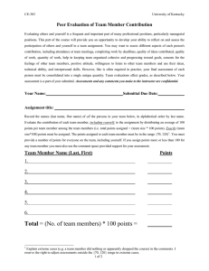Peer Evaluation of Team Member Contribution