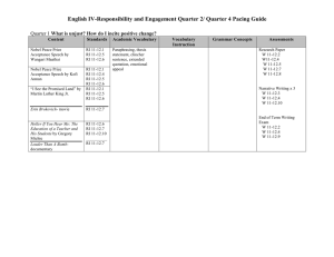 English IV-Responsibility and Engagement Quarter 2/ Quarter 4 Pacing Guide  Content