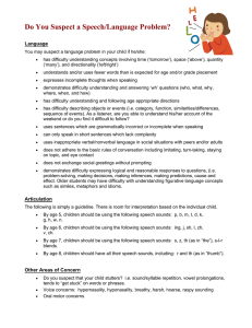 Do You Suspect a Speech/Language Problem? Language