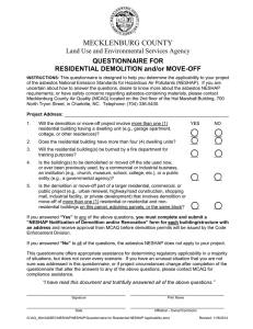 MECKLENBURG COUNTY Land Use and Environmental Services Agency QUESTIONNAIRE FOR