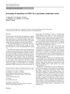Screening of mutations in NOL3 in a myoclonic syndromes series