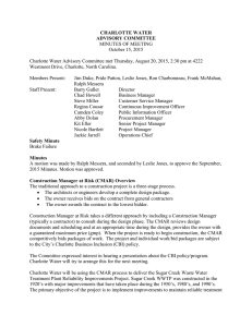 CHARLOTTE WATER ADVISORY COMMITTEE MINUTES OF MEETING October 15, 2015