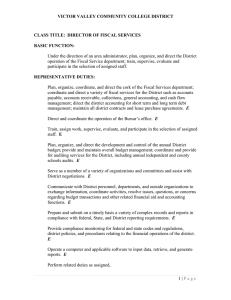 VICTOR VALLEY COMMUNITY COLLEGE DISTRICT CLASS TITLE: DIRECTOR OF FISCAL SERVICES