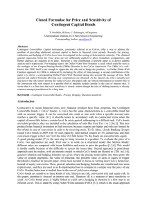 Closed Formulae for Price and Sensitivity of Contingent Capital Bonds