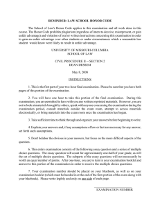 REMINDER: LAW SCHOOL HONOR CODE