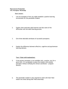 Post-Course Evaluation VVC Preceptor Workshop Short Answer: 1.