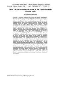 Time Trends in the Performance of the Coir Industry in