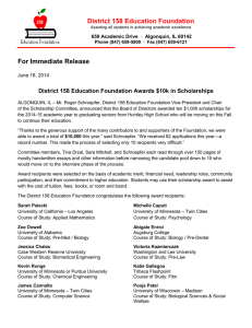 District 158 Education Foundation For Immediate Release
