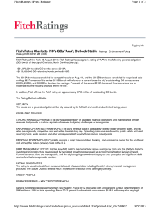 Fitch Rates Charlotte, NC's GOs 'AAA'; Outlook Stable