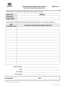 SBOP Form 1 Small Business Opportunity Program Notification of Subcontracting Opportunities