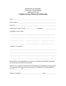 Virginia George Memorial Scholarship  Department of Geography University of North Dakota