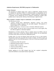 Admission Requirements, MS/MEd programs in Mathematics