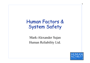 Human Factors &amp; System Safety Mark-Alexander Sujan Human Reliability Ltd.