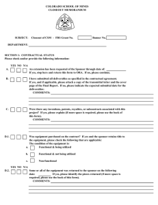 COLORADO SCHOOL OF MINES CLOSEOUT MEMORANDUM Banner No.
