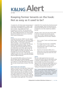 Alert K&amp;LNG Keeping former tenants on the hook: