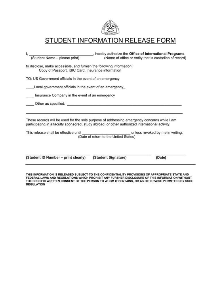 student-information-release-form