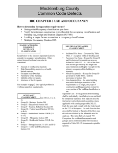 Mecklenburg County Common Code Defects IBC CHAPTER 3 USE AND OCCUPANCY