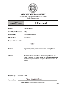 Electrical MECKLENBURG COUNTY Land Use and Environmental Services Agency Code Enforcement