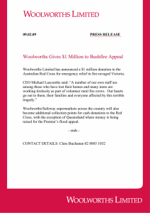 Woolworths Gives $1 Million to Bushfire Appeal
