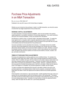 Purchase Price Adjustments in an M&amp;A Transaction