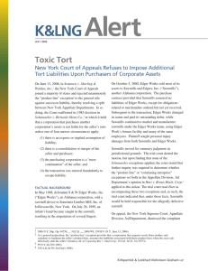 Alert K&amp;LNG Toxic Tort