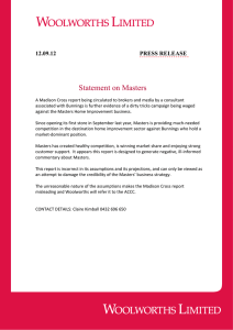 Statement on Masters  12.09.12 PRESS RELEASE