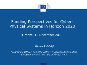 Funding Perspectives for Cyber- Physical Systems in Horizon 2020