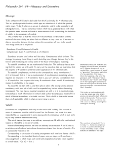 Philosophy 244: #4—Adequacy and Extensions Metalogic
