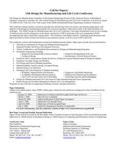 Call for Papers: 13th Design for Manufacturing and Life Cycle Conference