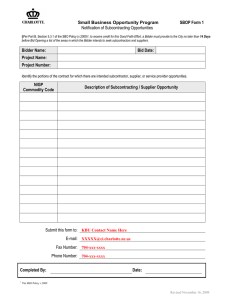 SBOP Form 1 Small Business Opportunity Program Notification of Subcontracting Opportunities