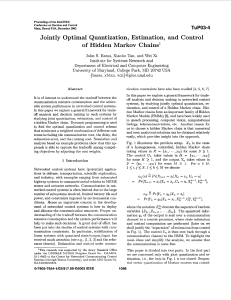 Jointly Optimal Quantization, Estimation, and  Control of Hidden Markov  Chains’ TuP03-4